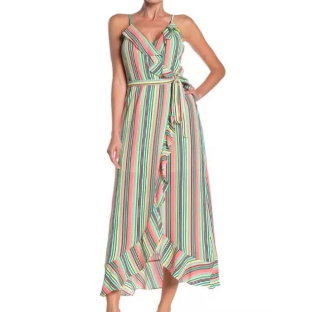 Love...ady Striped Ruffle Maxi Dress Size L